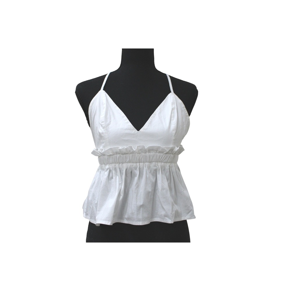 Madeline & Monroe Ruffle Peplum Camisole Top Women Small White
